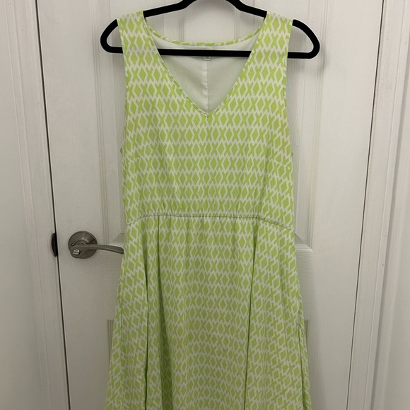 GAP Green Patterned Sleeveless Summer Dress, Sz L - Picture 4 of 8